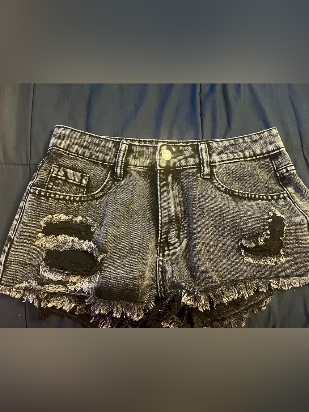 Black Distressed Denim Women’s Shorts